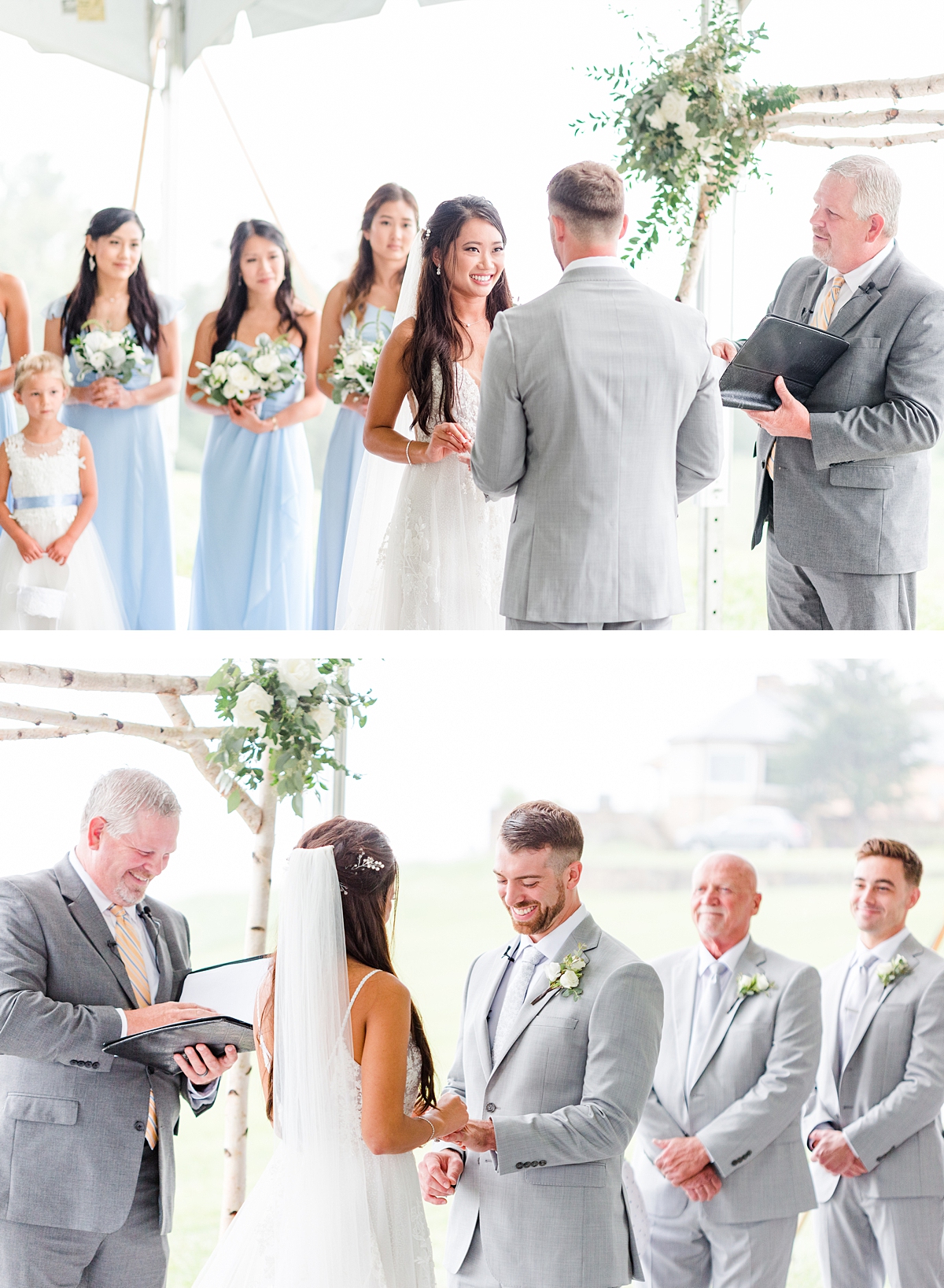 Exchanging Rings During Wedding Ceremony at Grace Estate Winery Summer Wedding. Wedding Photography by Richmond Wedding Photographer Kailey Brianne Photography. 