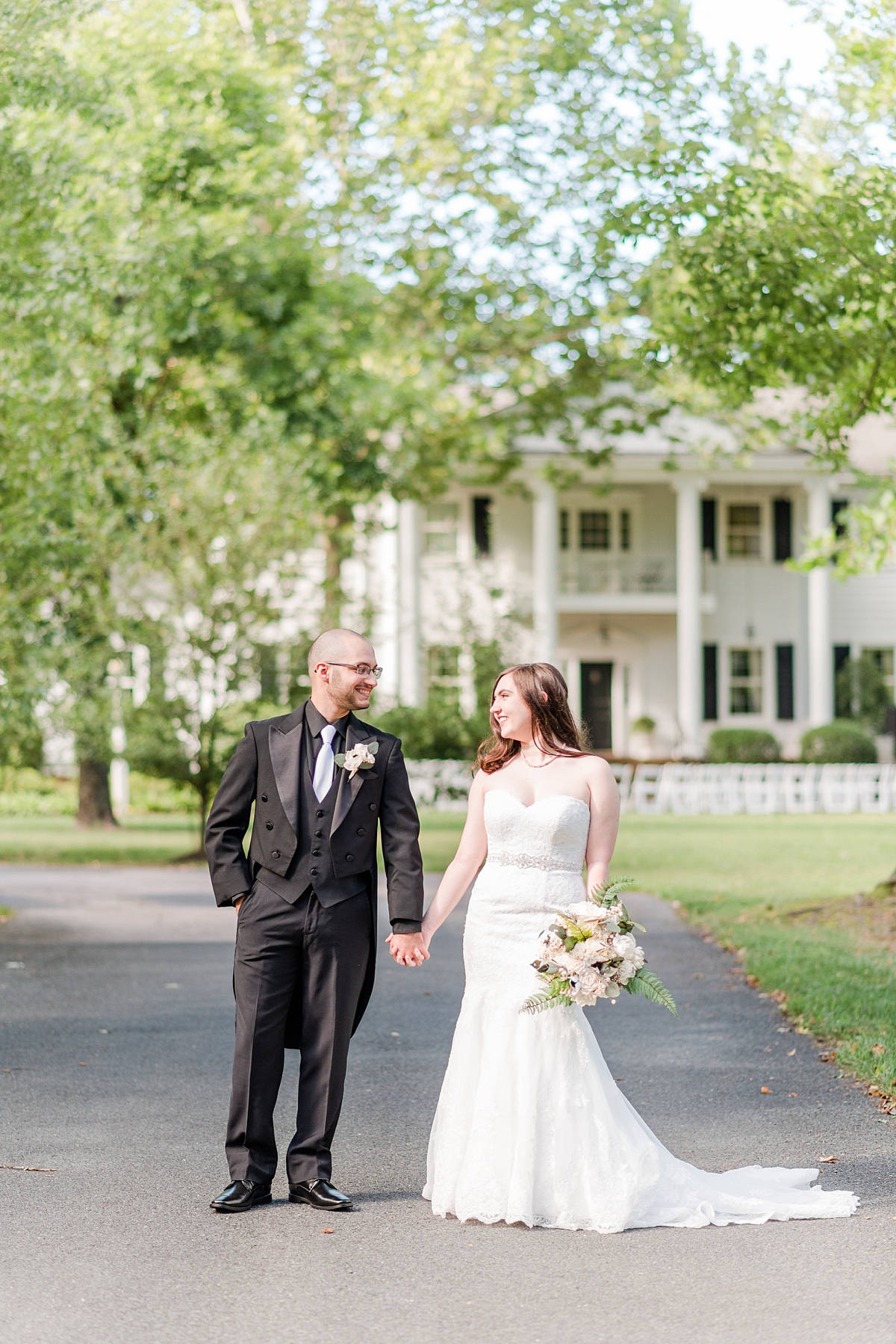 Bride and Groom First Look at Virginia Cliffe Inn Summer Wedding. Wedding Photography by Richmond Wedding Photographer Kailey Brianne Photography. 