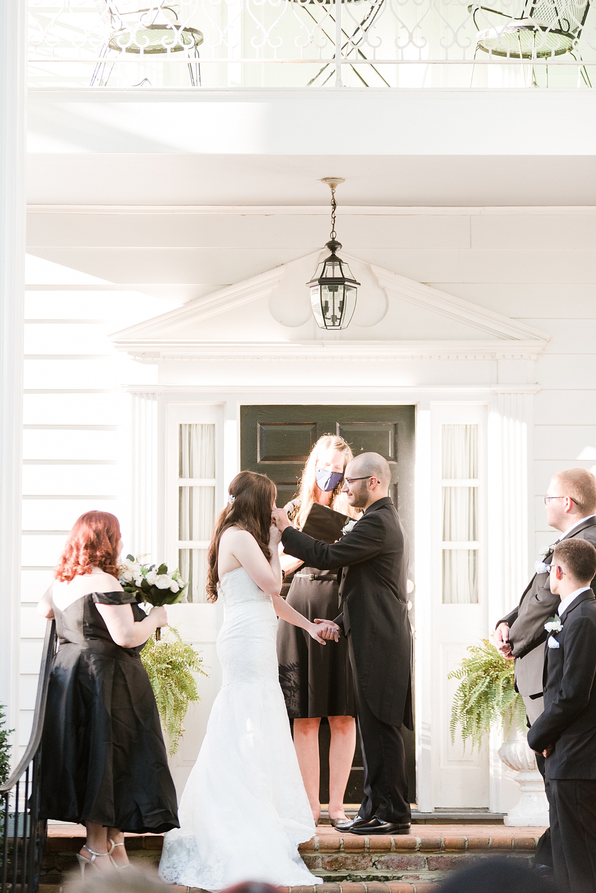 Bride Tearing Up During Virginia Cliffe Inn Summer Wedding Ceremony. Wedding Photography by Richmond Wedding Photographer Kailey Brianne Photography. 