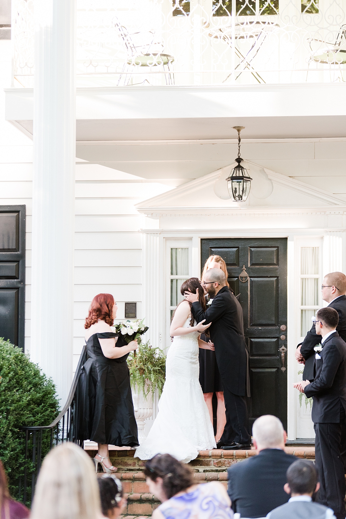 Bride and Groom Ceremony Kiss from Virginia Cliffe Inn Summer Wedding. Wedding Photography by Richmond Wedding Photographer Kailey Brianne Photography. 