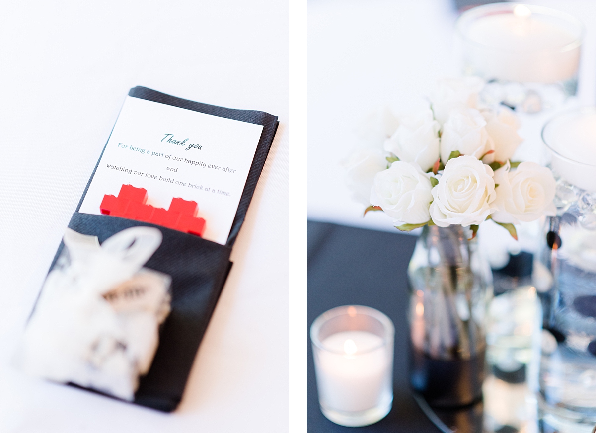 Black and White Floating Candle Centerpieces at Virginia Cliffe Inn Summer Wedding Reception. Wedding Photography by Virginia Wedding Photographer Kailey Brianne Photography. 
