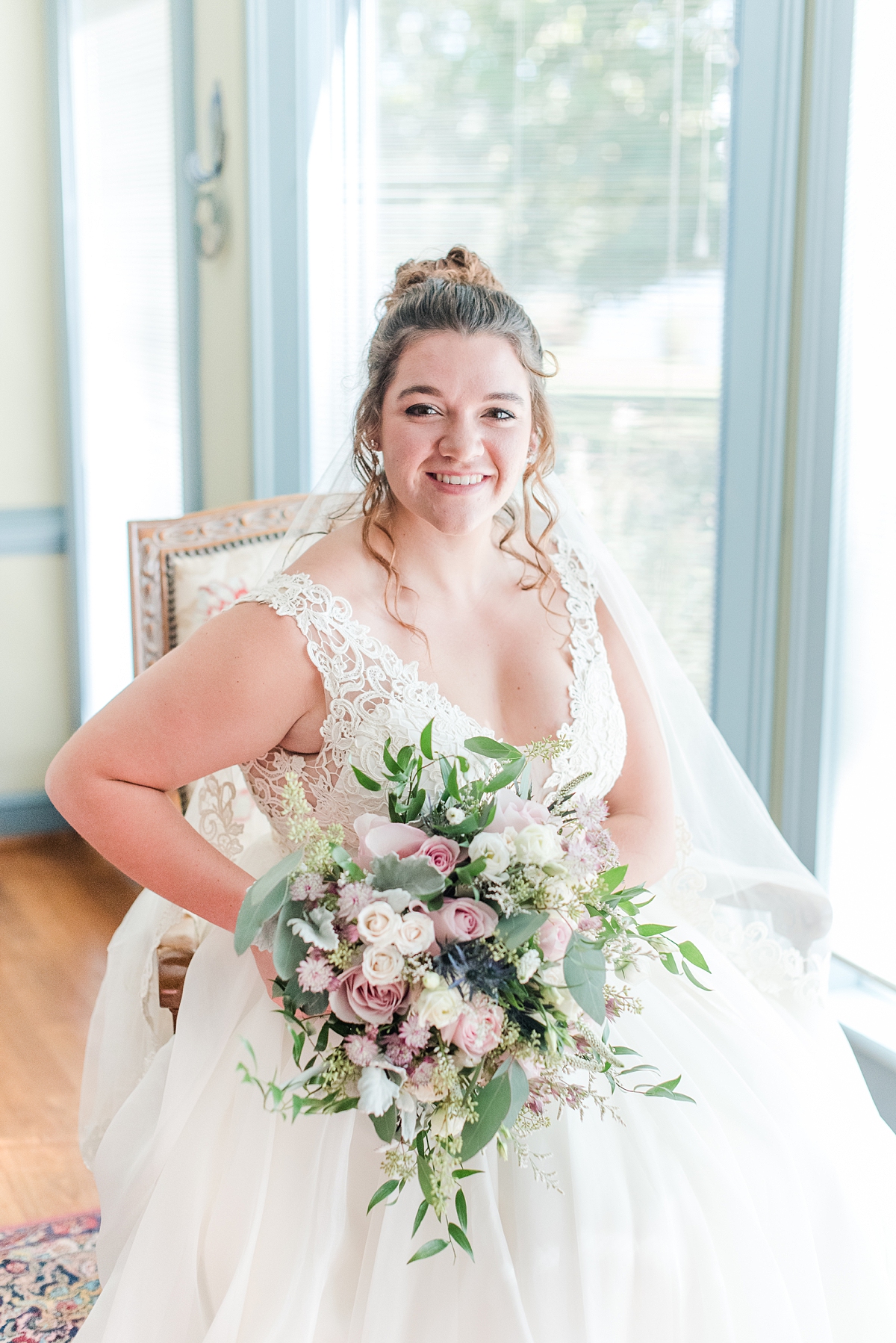 Bridal Portraits on with Veil at Lake Front Fall Wedding. Wedding Photography by Richmond Wedding Photographer Kailey Brianne Photography. 