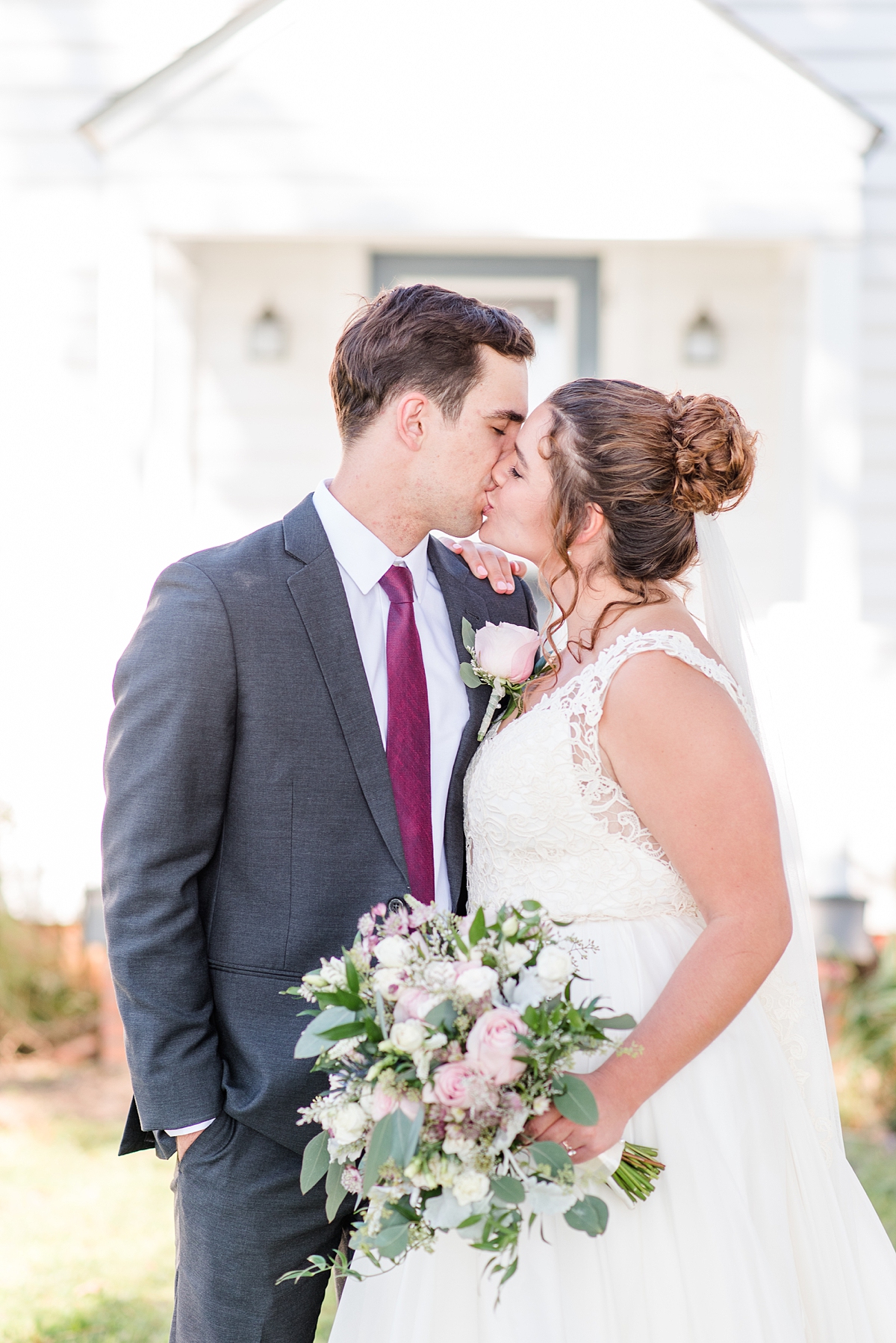 First Look Portraits on with Veil at Lake Front Fall Wedding. Wedding Photography by Richmond Wedding Photographer Kailey Brianne Photography. 