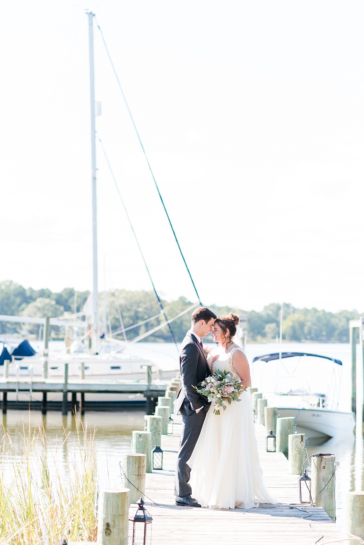 First Look Portraits on Dock at Lake Front Fall Wedding. Wedding Photography by Richmond Wedding Photographer Kailey Brianne Photography. 