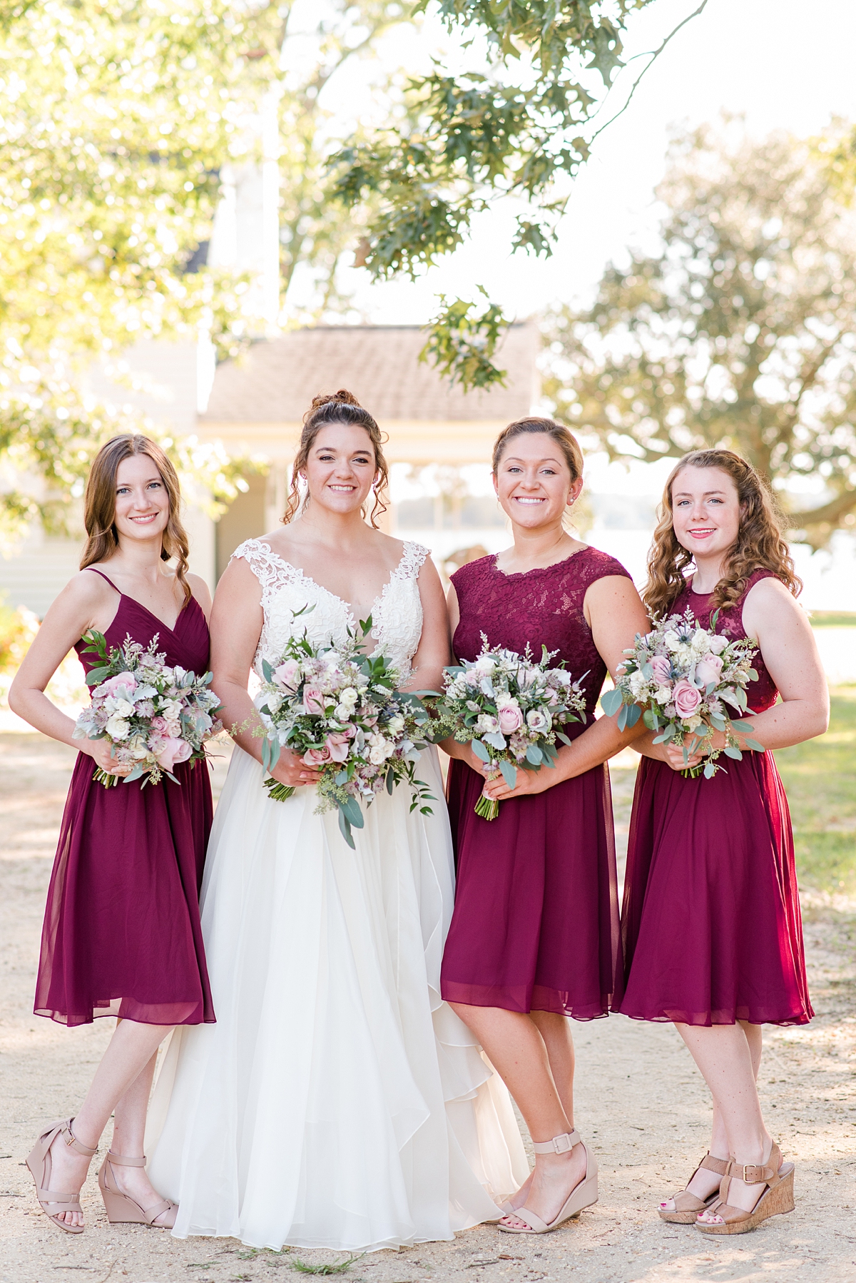 Bridal Party Portraits at Lake Front Fall Wedding. Wedding Photography by Richmond Wedding Photographer Kailey Brianne Photography. 