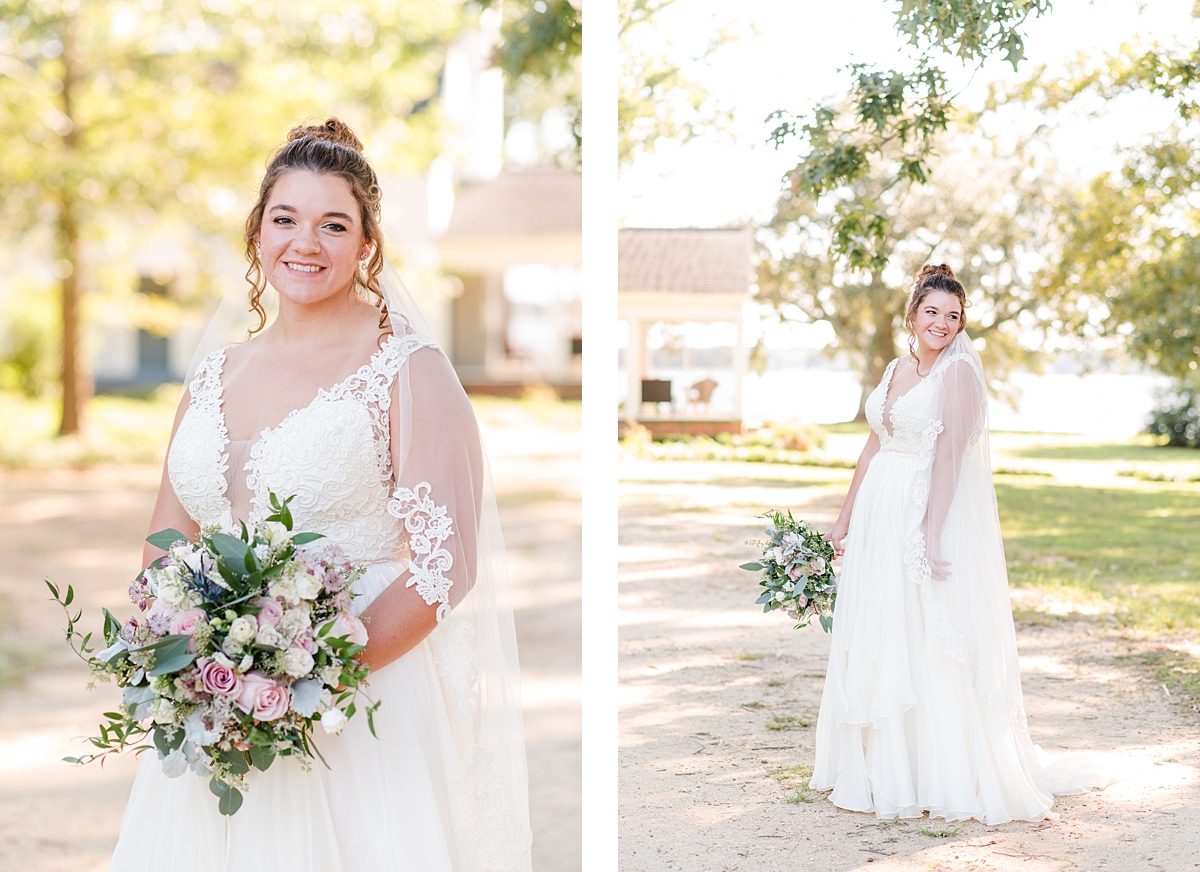 Bridal Portraits at Lake Front Fall Wedding. Wedding Photography by Richmond Wedding Photographer Kailey Brianne Photography. 