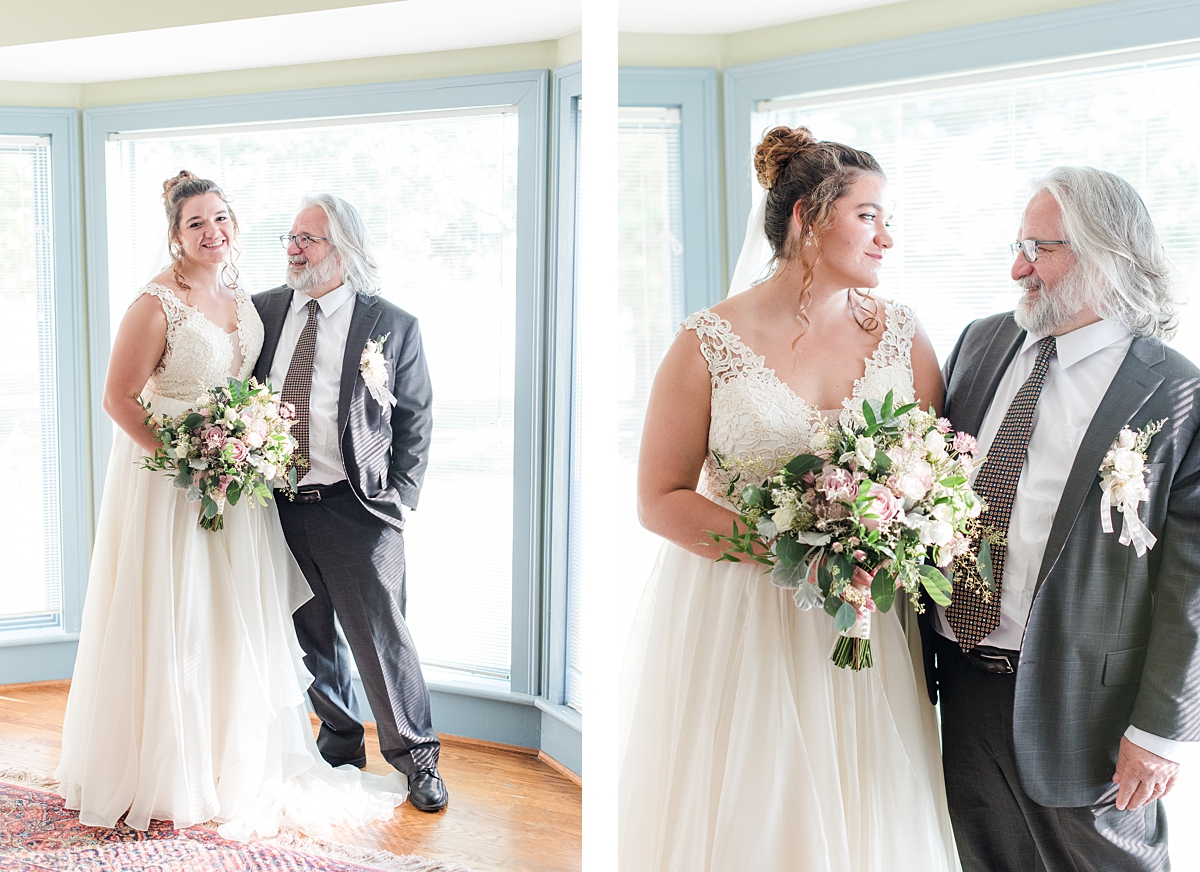 Daddy Daughter First Look at Lake Front Fall Wedding. Wedding Photography by Richmond Wedding Photographer Kailey Brianne Photography. 