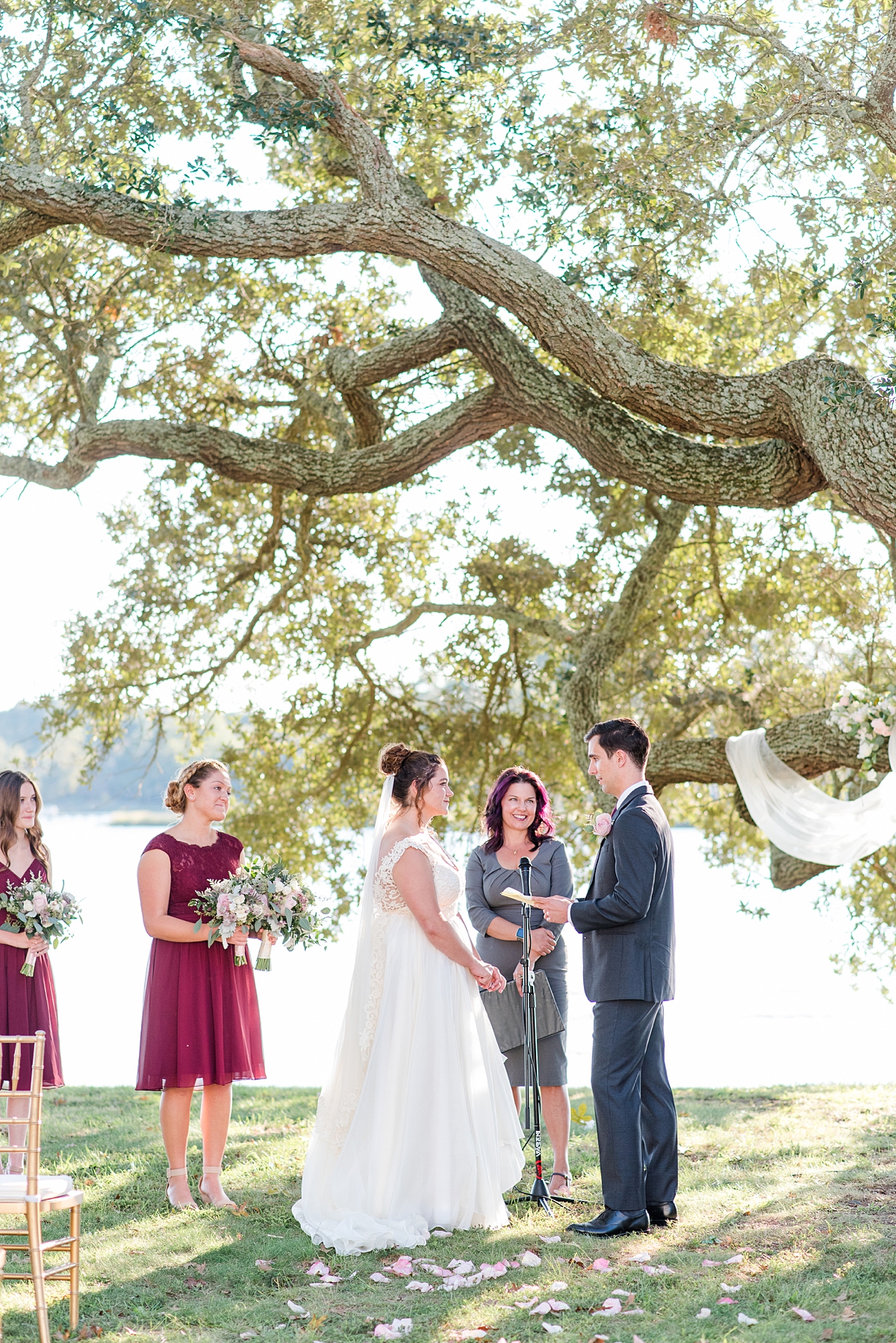 Lake Front Fall Wedding Ceremony. Wedding Photography by Richmond Wedding Photographer Kailey Brianne Photography. 