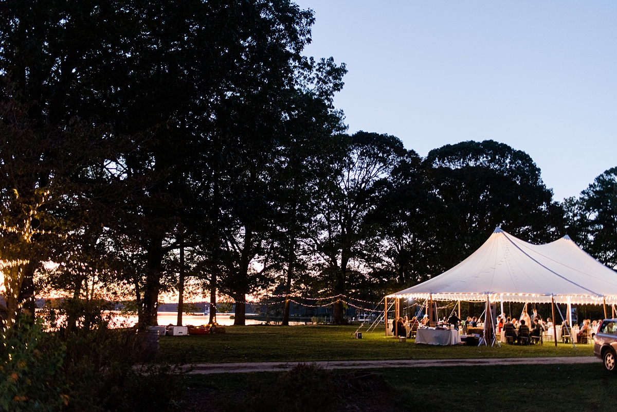 Fall Lake Front Wedding Reception. Wedding Photography by Yorktown Wedding Photographer Kailey Brianne Photography. 