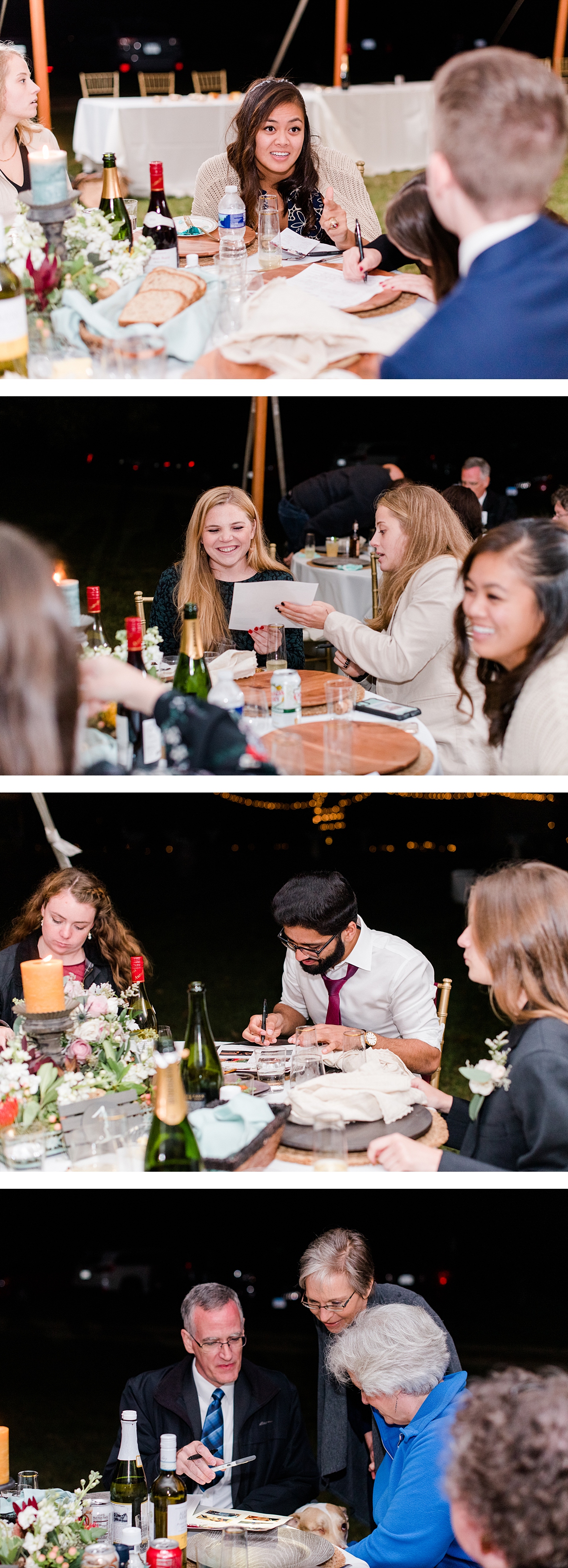 Trivia at Fall Lake Front Wedding Reception. Wedding Photography by Yorktown Wedding Photographer Kailey Brianne Photography. 