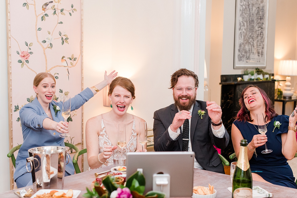 Zoom Toasts at Intimate Richmond Elopement Reception. Wedding Photography by Richmond Wedding Photographer Kailey Brianne Photography. 
