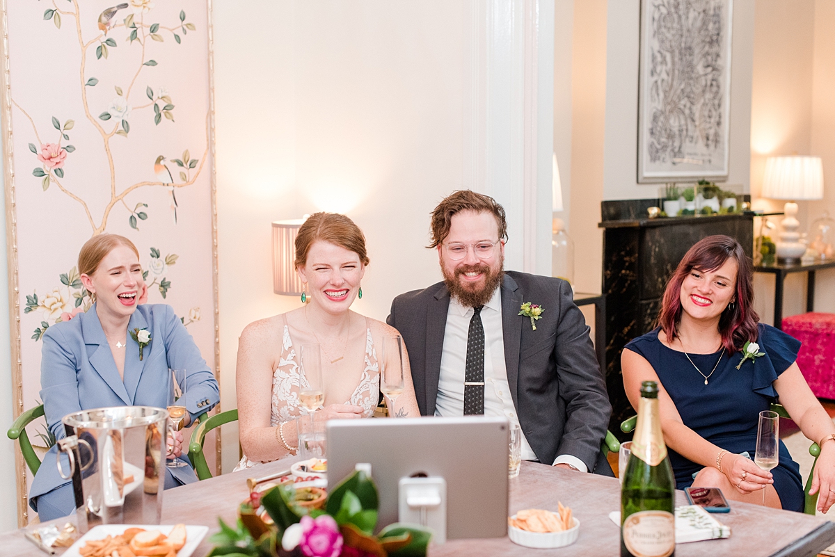 Zoom Toasts at Intimate Richmond Elopement Reception. Wedding Photography by Richmond Wedding Photographer Kailey Brianne Photography. 