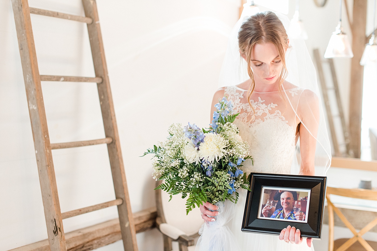 Getting Ready Portraits Honoring Father at Granary at Valley Pike Rustic Wedding. Wedding Photography by Richmond Wedding Photographer Kailey Brianne Photography. 