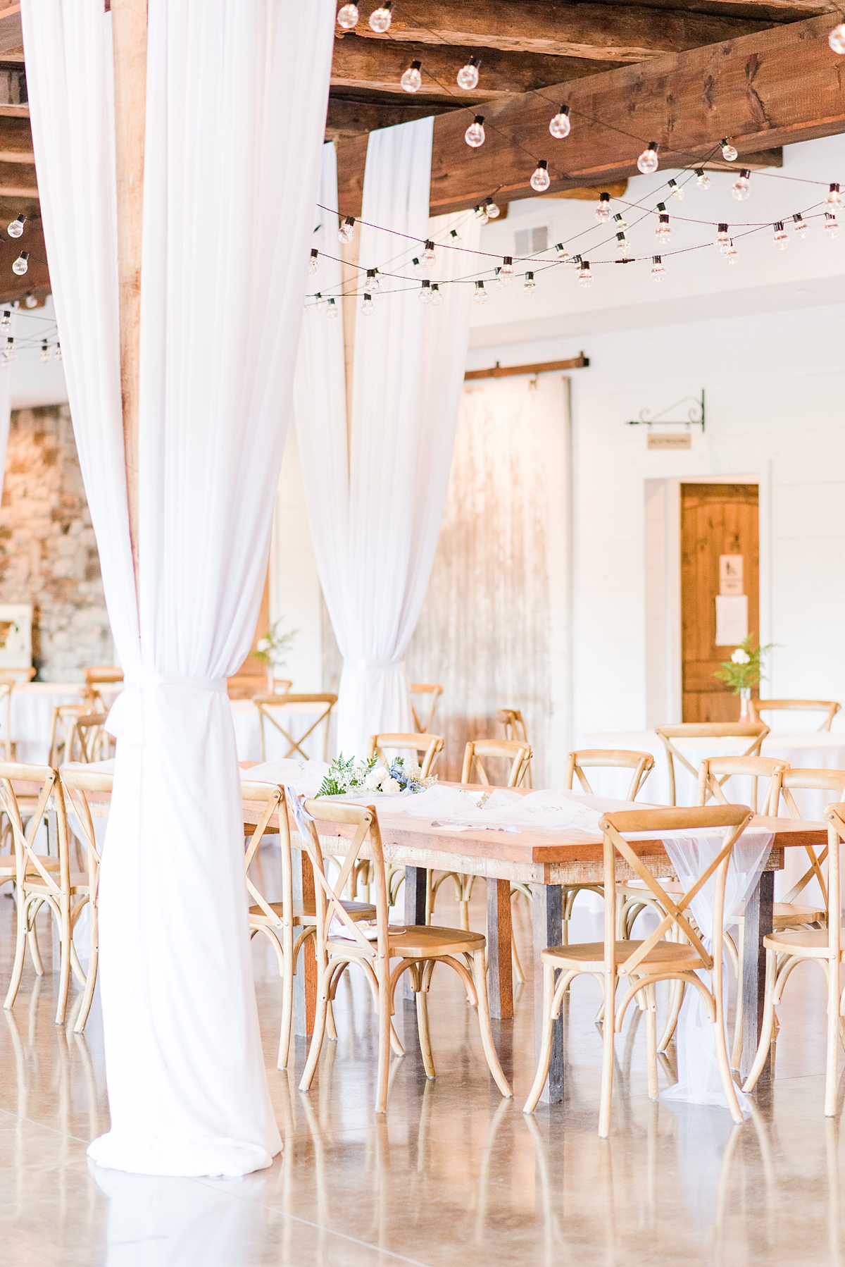 Rustic Wedding Reception Decor for Granary at Valley Pike Wedding.  Wedding Photography by Charlottesville Wedding Photographer Kailey Brianne Photography. 