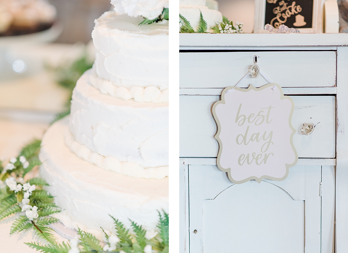 Cake Table During Granary at Valley Pike Rustic Wedding Reception. Wedding Photography by Virginia Wedding Photographer Kailey Brianne Photography. 