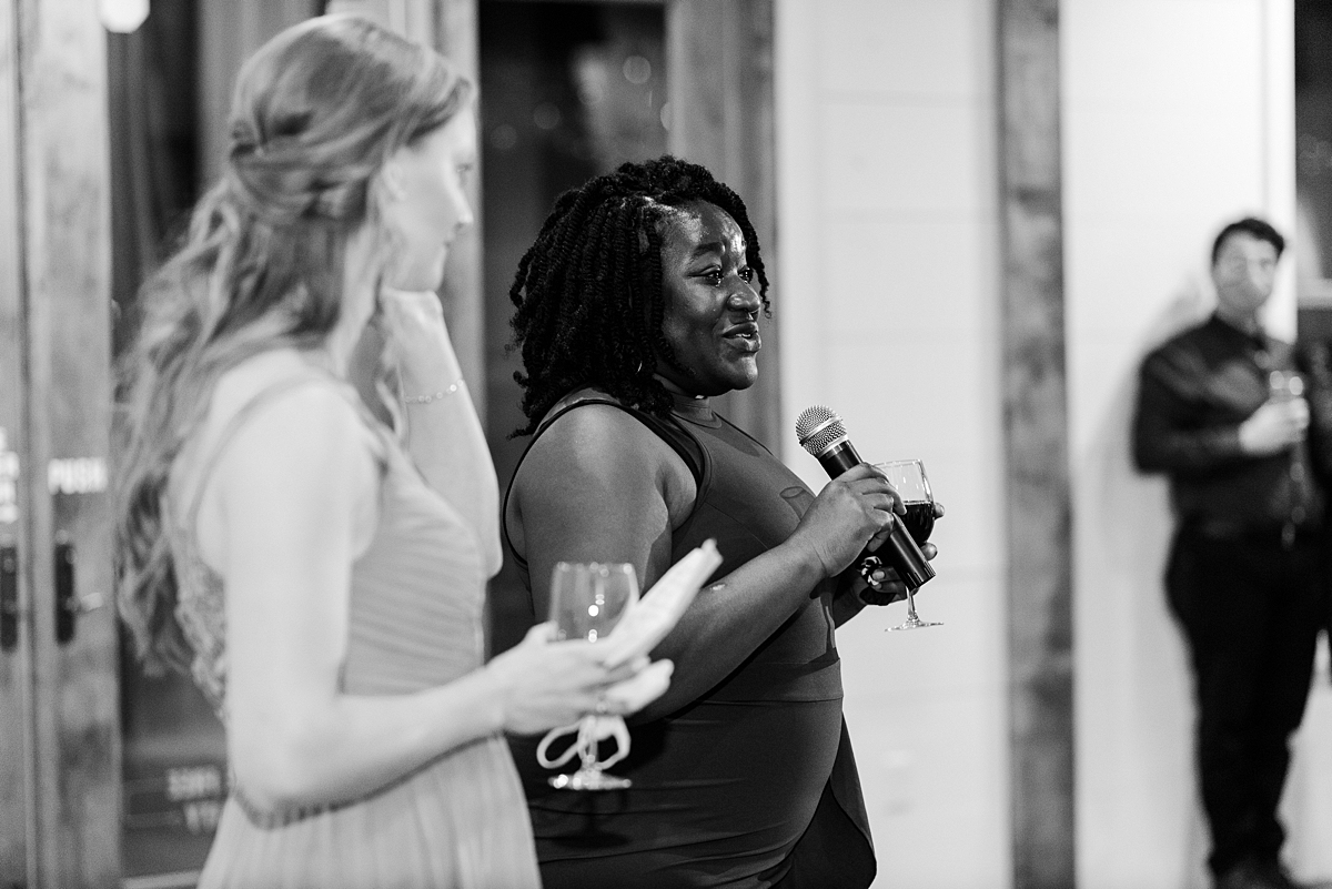 Toasts at Granary at Valley Pike Rustic Wedding Reception. Wedding Photography by Virginia Wedding Photographer Kailey Brianne Photography. 