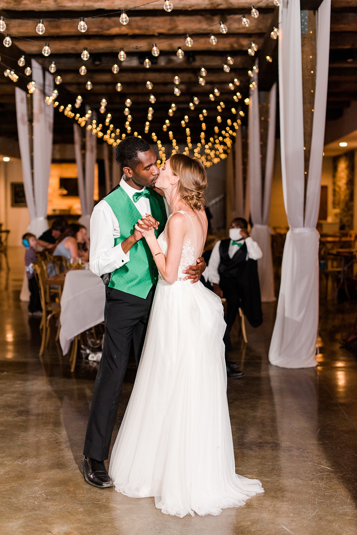 Bride and Groom Last Dance at Granary at Valley Pike Rustic Wedding Reception. Wedding Photography by Virginia Wedding Photographer Kailey Brianne Photography. 