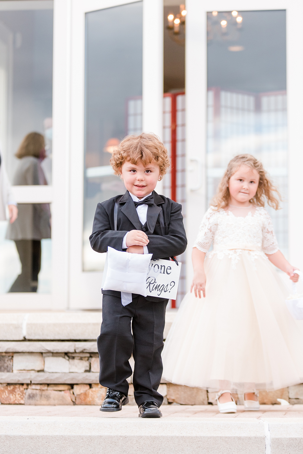 Ring Bearer and Flower Girl During Wedding Ceremony at The Dominion Club. Wedding Photography by Richmond Wedding Photographer Kailey Brianne Photography.
