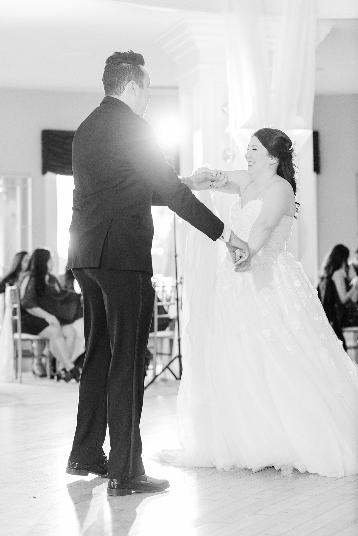 Bride and Groom First Dance at Dominion Club Fall Wedding Reception. Wedding Photography by Virginia Wedding Photographer Kailey Brianne Photography.
