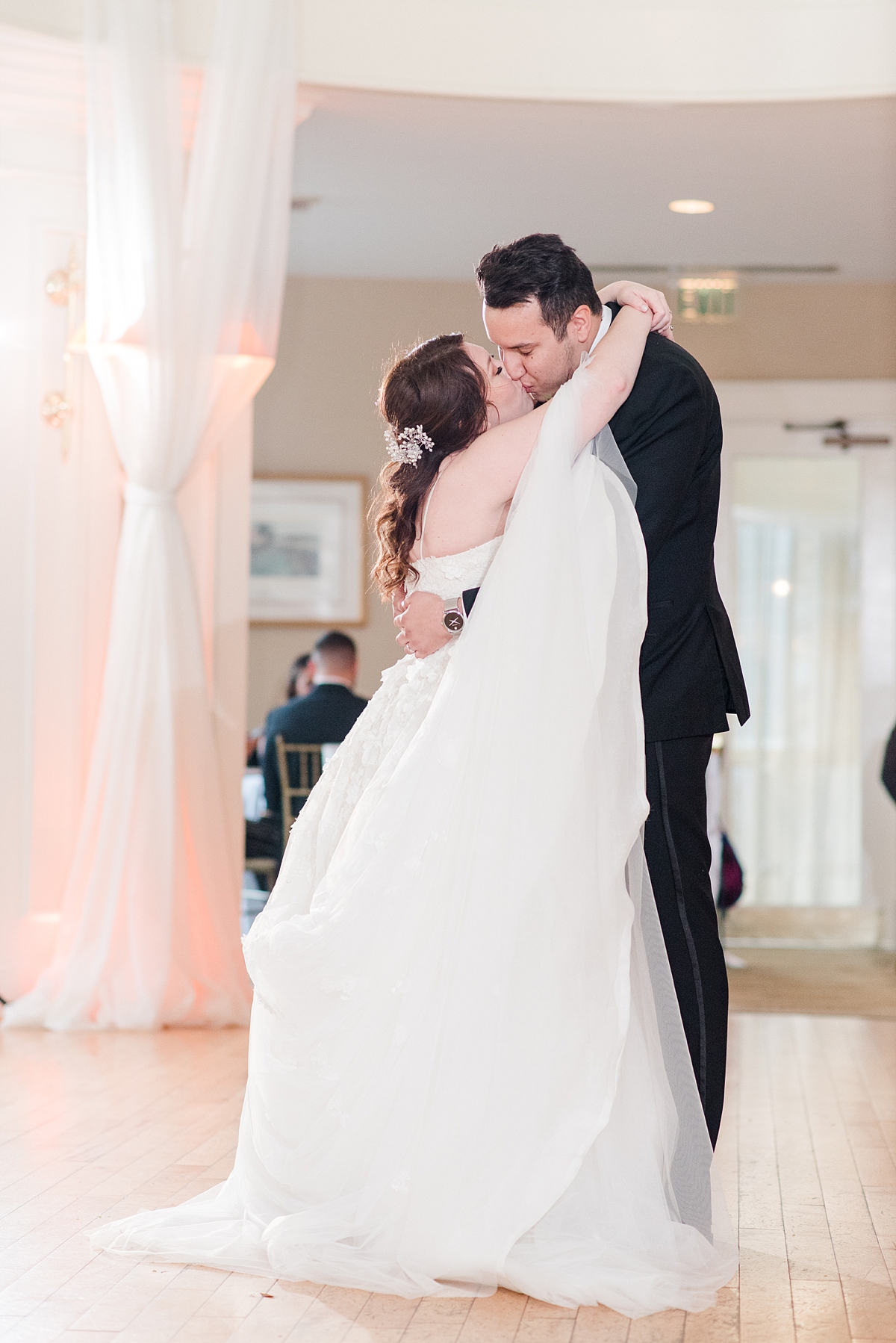 Bride and Groom First Dance at Dominion Club Fall Wedding Reception. Wedding Photography by Virginia Wedding Photographer Kailey Brianne Photography.