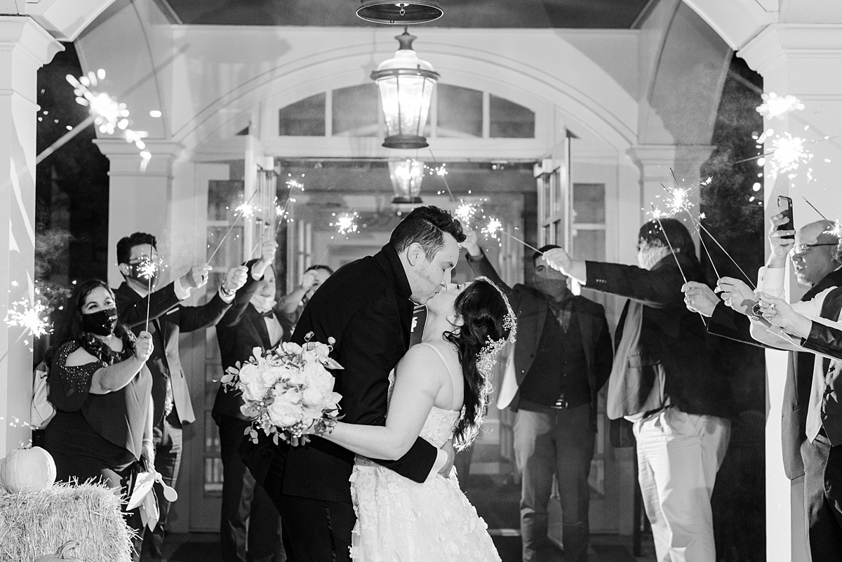 Sparkler Exit at Dominion Club Fall Wedding Reception. Wedding Photography by Virginia Wedding Photographer Kailey Brianne Photography.