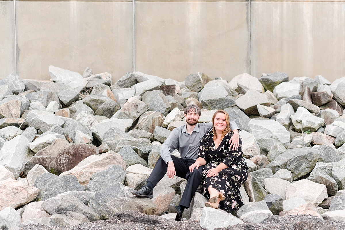 Downtown Richmond James River Fall Engagement Session at the Manchester Climbing Wall Access. Engagement Photography by Virginia Wedding Photographer Kailey Brianne Photographer. 