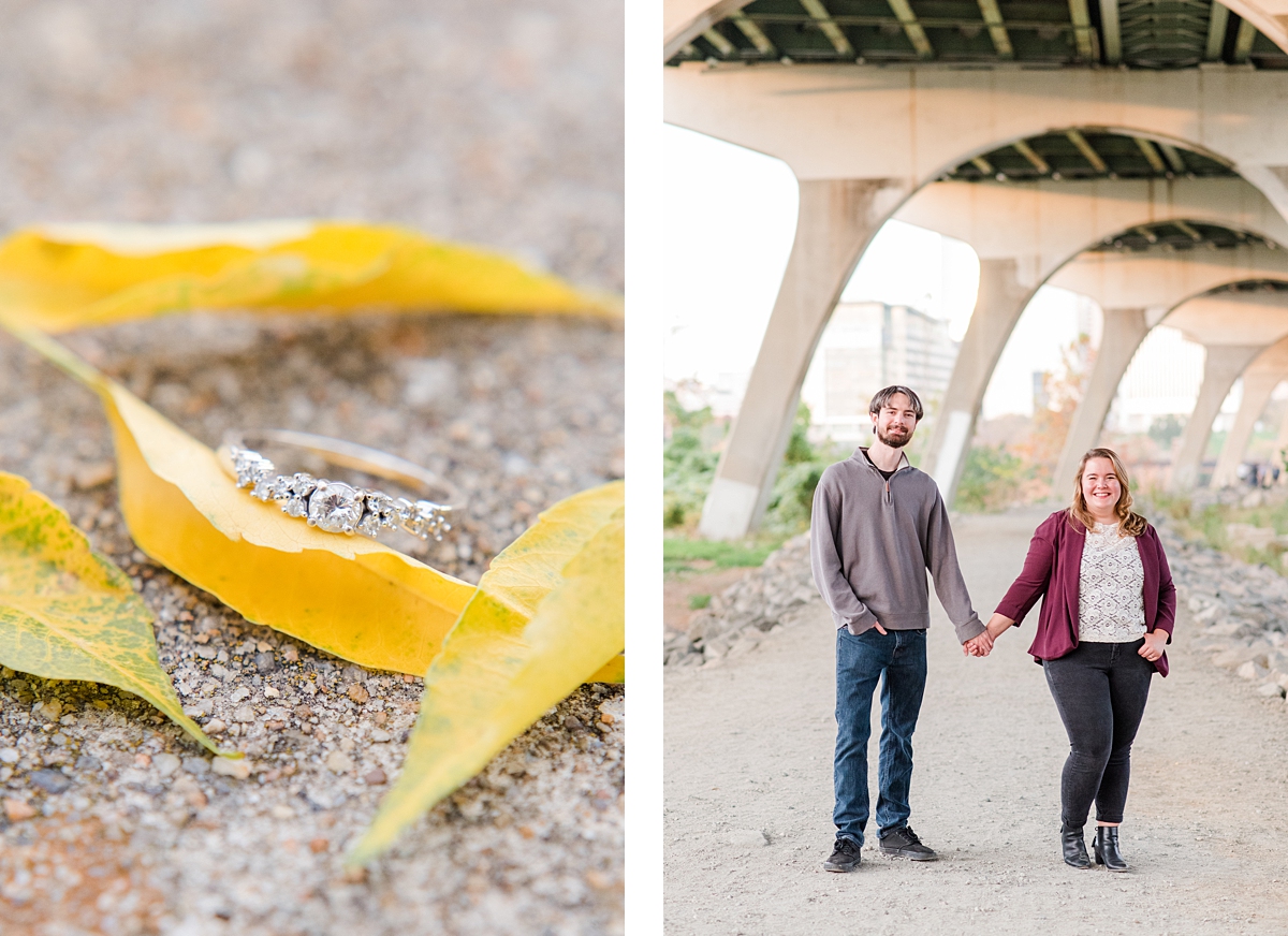 Downtown Richmond James River Engagement Session at the Manchester Climbing Wall Access. Engagement Photography by Virginia Wedding Photographer Kailey Brianne Photographer. 