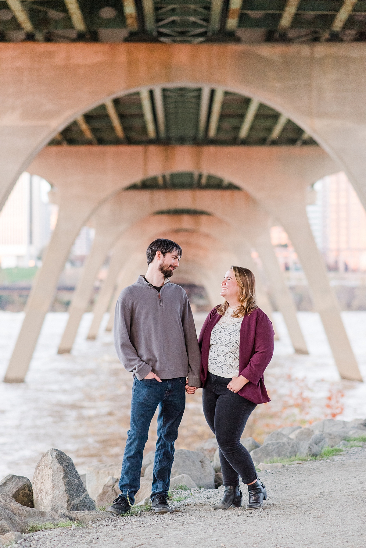 Downtown Richmond James River Engagement Session at the Manchester Climbing Wall Access. Engagement Photography by Richmond Wedding Photographer Kailey Brianne Photographer. 