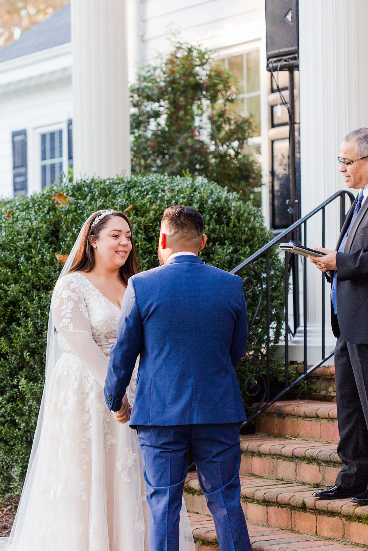 Bride and Groom During Ceremony at Virginia Cliffe Inn Wedding. Wedding Photography by Richmond Wedding Photographer Kailey Brianne Photography.