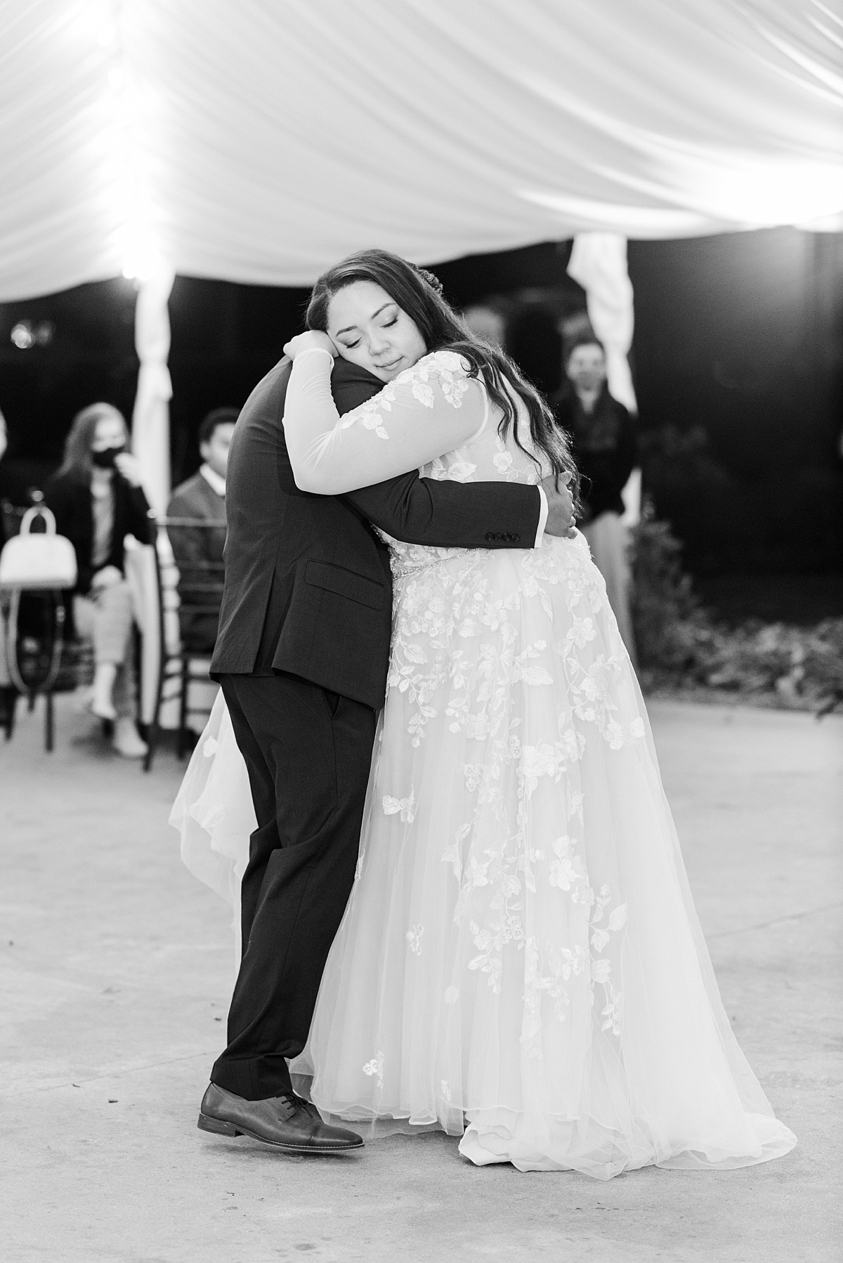 Bride and Groom First Dance at Virginia Cliffe Inn Wedding Reception. Wedding Photography by Richmond Wedding Photographer Kailey Brianne Photography.