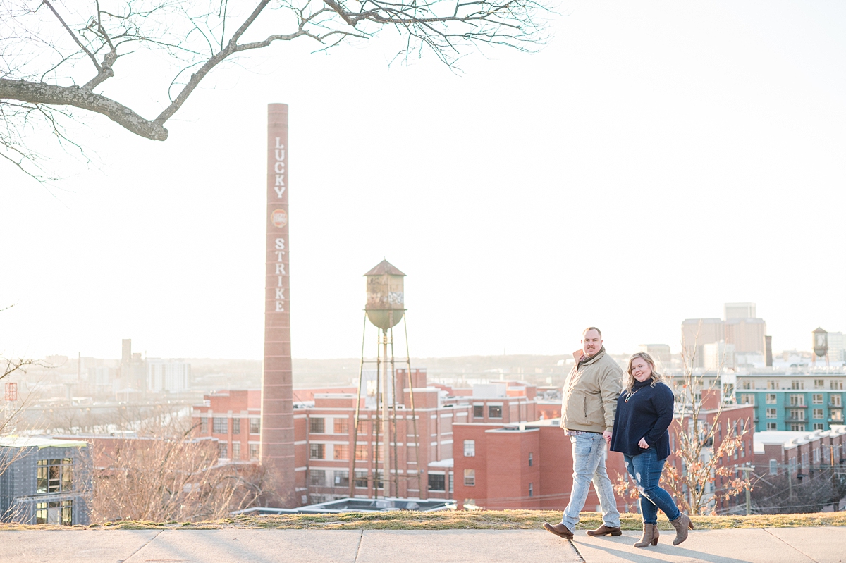 Downtown Richmond Libby Hill Park Winter Engagement Session by Richmond Wedding Photographer Kailey Brianne Photography. 