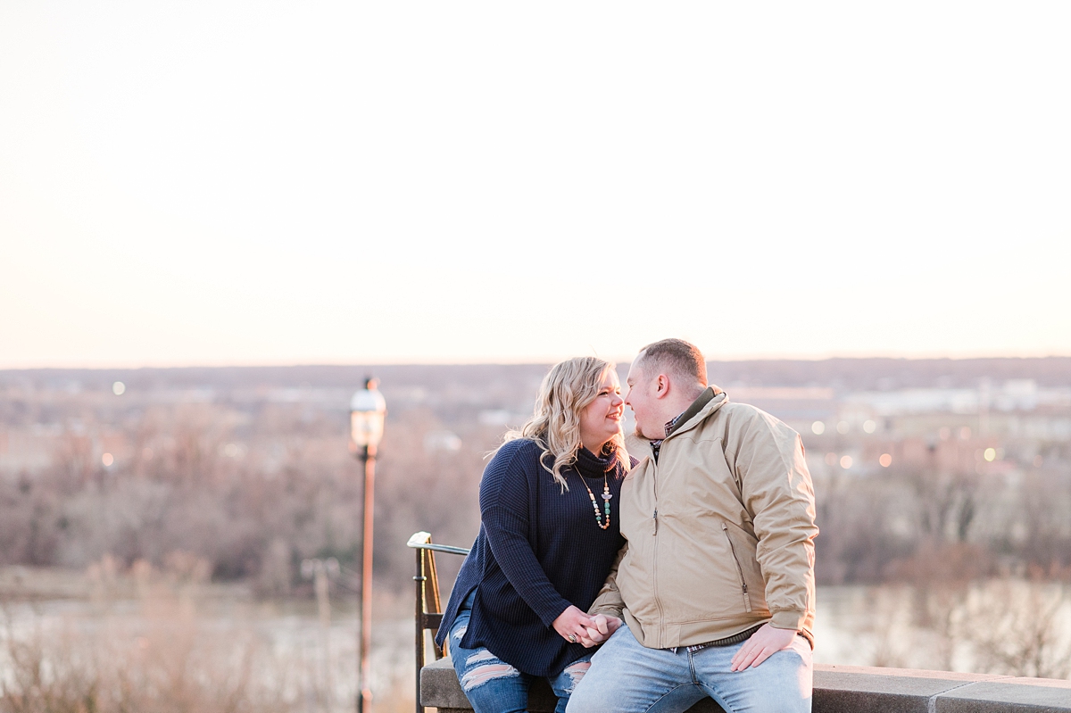 Downtown Richmond Libby Hill Park Winter Engagement Session by Virginia Wedding Photographer Kailey Brianne Photography. 