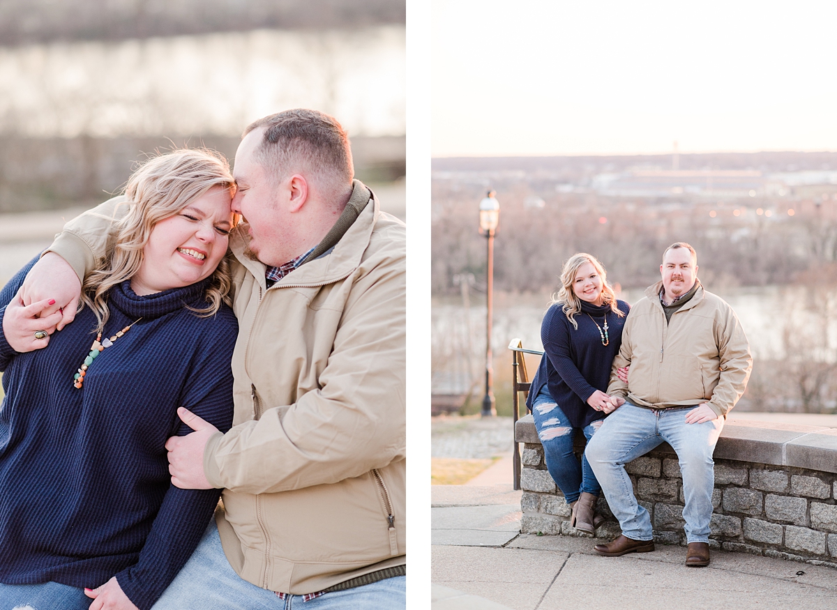 Downtown Richmond Libby Hill Park Winter Engagement Session by Virginia Wedding Photographer Kailey Brianne Photography. 