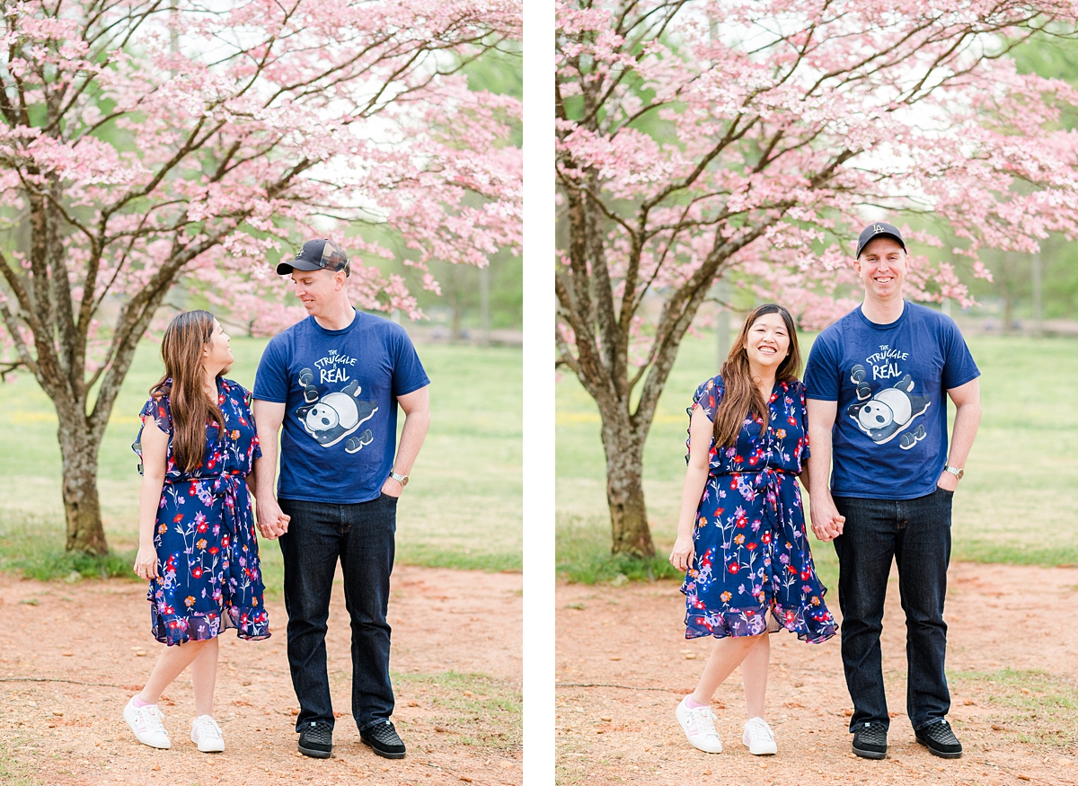 Byrd Park Richmond Spring Engagement Session with Cherry Blossoms. Photography by Virginia Wedding Photographer Kailey Brianne Photography. 