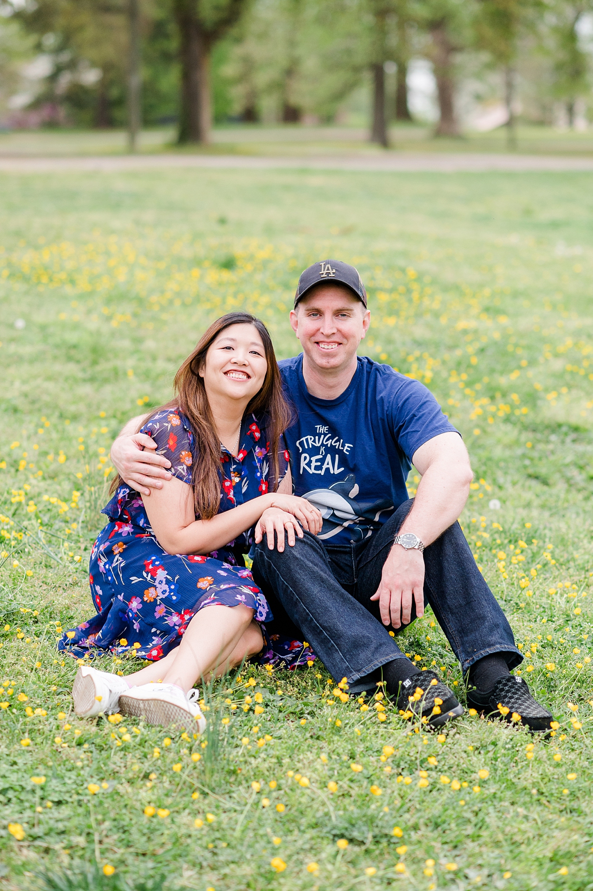 Byrd Park Richmond Spring Engagement Session with buttercups. Photography by Virginia Wedding Photographer Kailey Brianne Photography. 