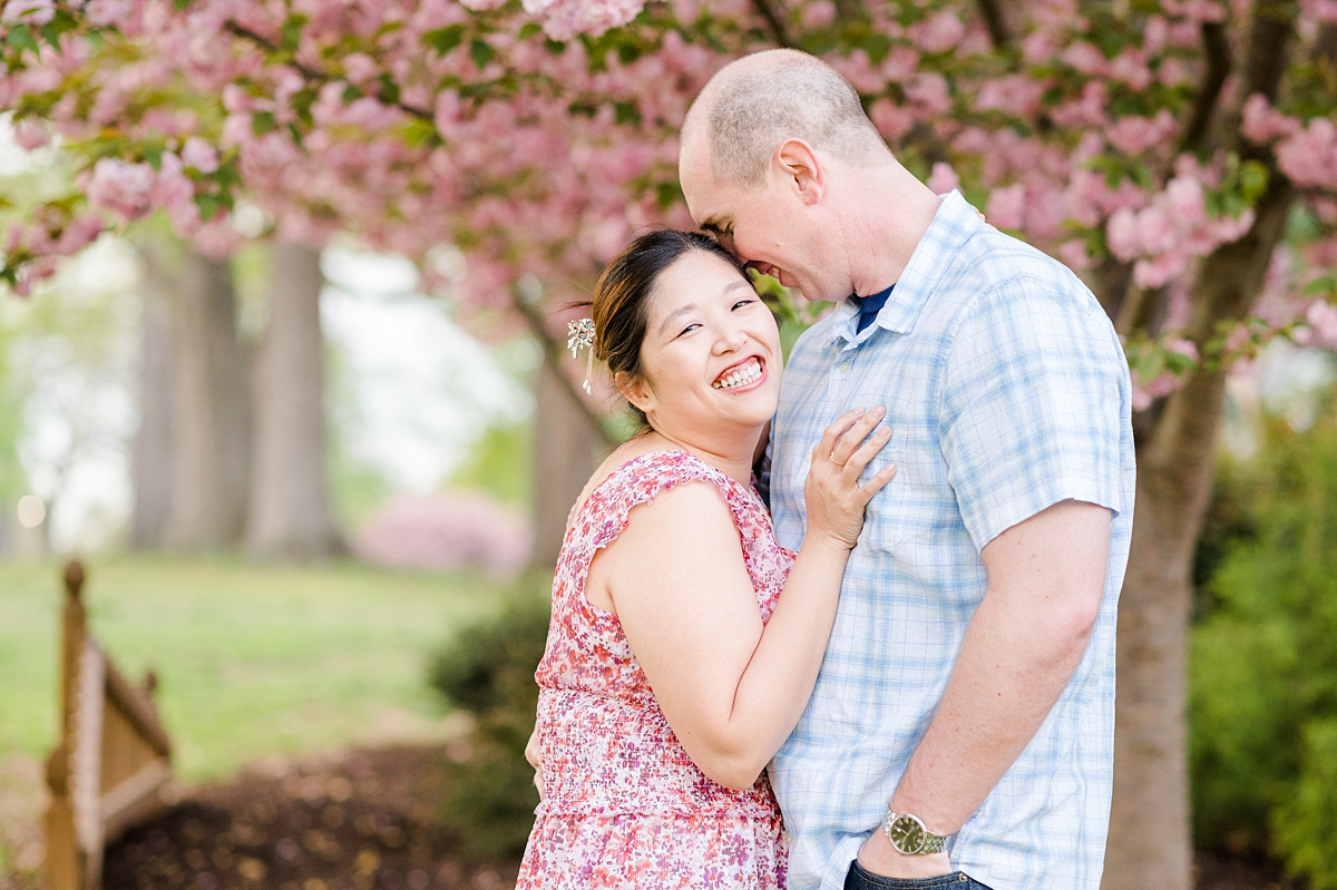 Byrd Park Richmond Spring Engagement Session with Cherry Blossoms. Photography by Virginia Wedding Photographer Kailey Brianne Photography. 