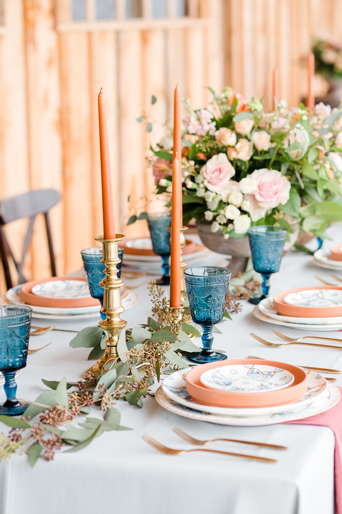Reception Decor with Bold Colors at East View Farms Wedding Styled Shoot by Heather Lea Events and Virginia Wedding Photographer Kailey Brianne Photography. 