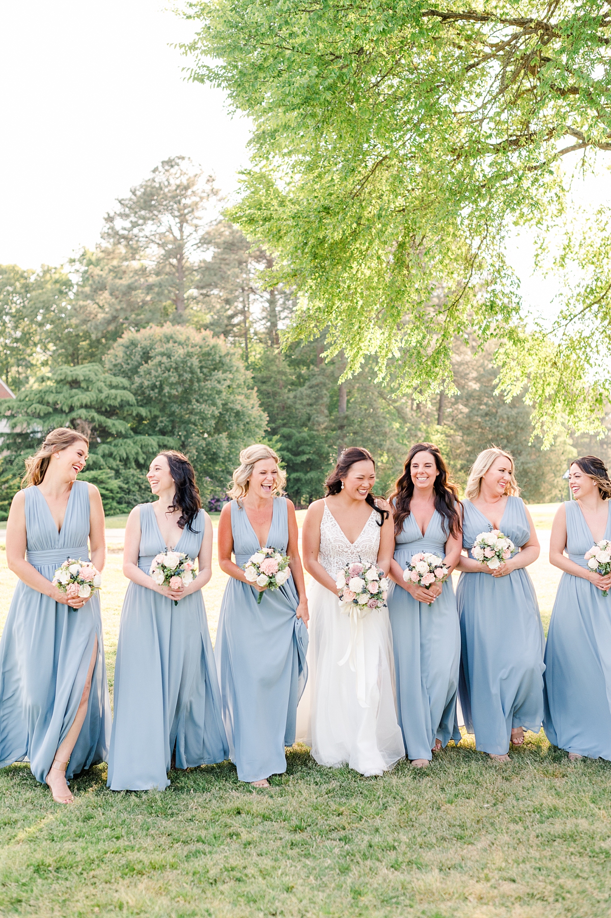 Bride and Bridesmaid Bouquets with Sola Wood Flowers at Spring Hanover wedding. Hanover Wedding Photographer Kailey Brianne Photography. 