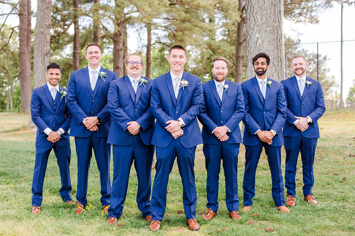 Groom and Groomsmen Portraits at Hanover Golf Club spring wedding. Photography by Virginia Wedding Photographer Kailey Brianne Photography. 