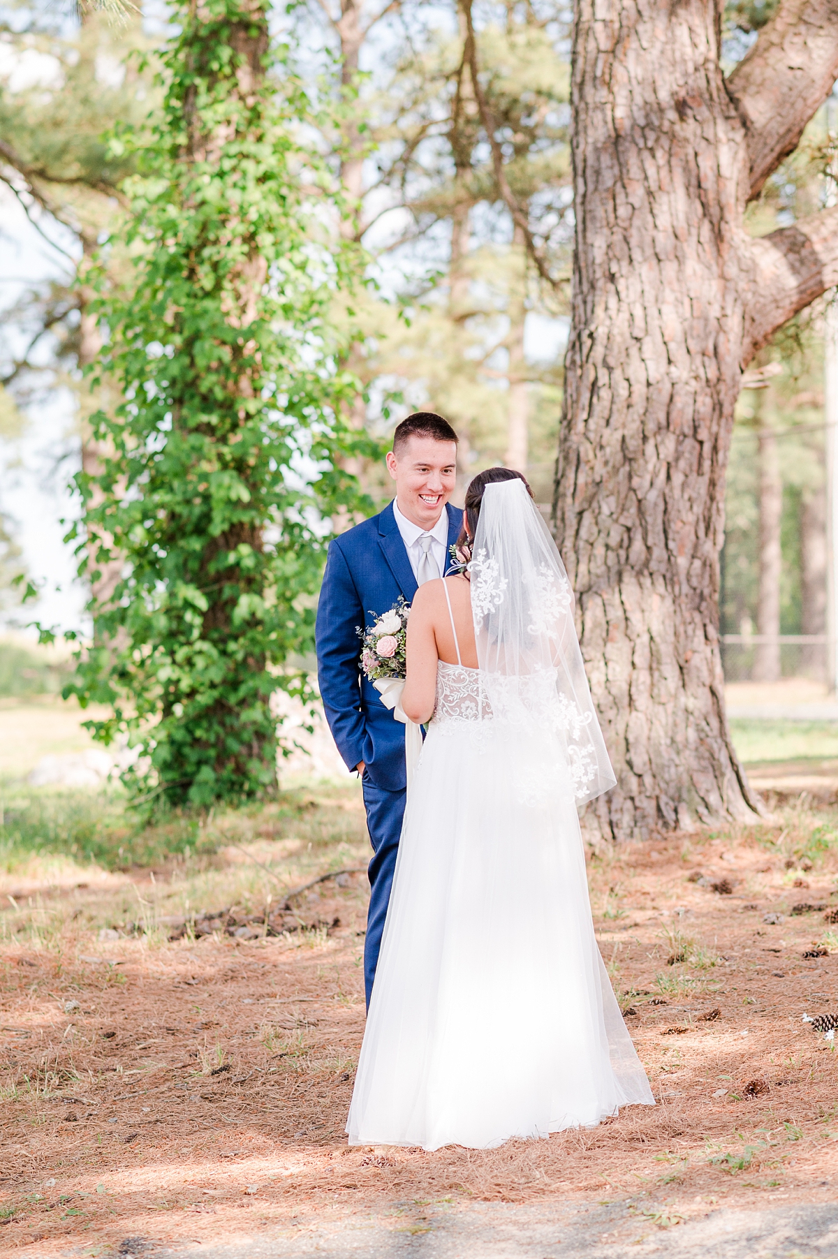 Bride and Groom First Look at Spring Hanover wedding. Hanover Wedding Photographer Kailey Brianne Photography. 