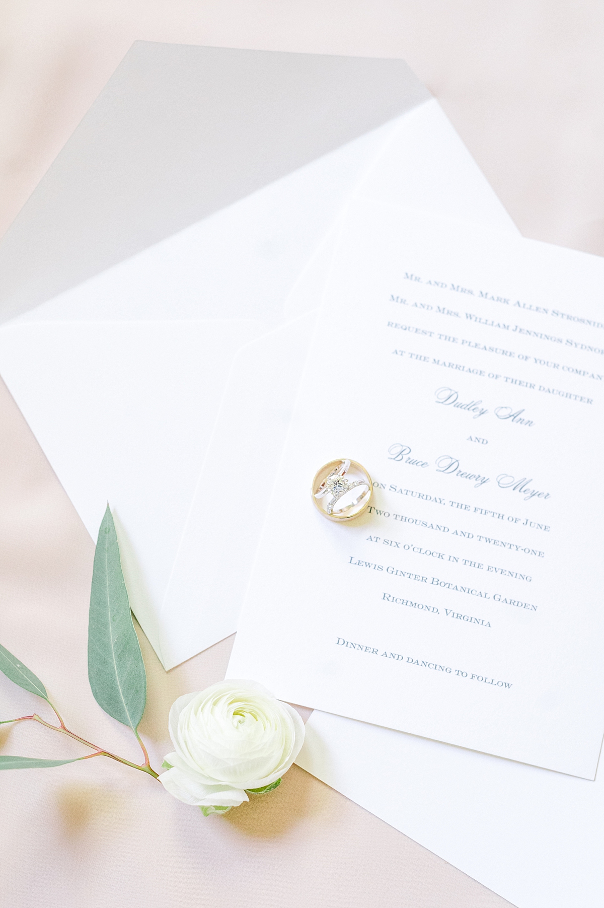 Elegant Bridal Details Invitation Suite at Spring Lewis Ginter Botanical Garden Wedding. Wedding Photography by Virginia Wedding Photographer Kailey Brianne Photography. 