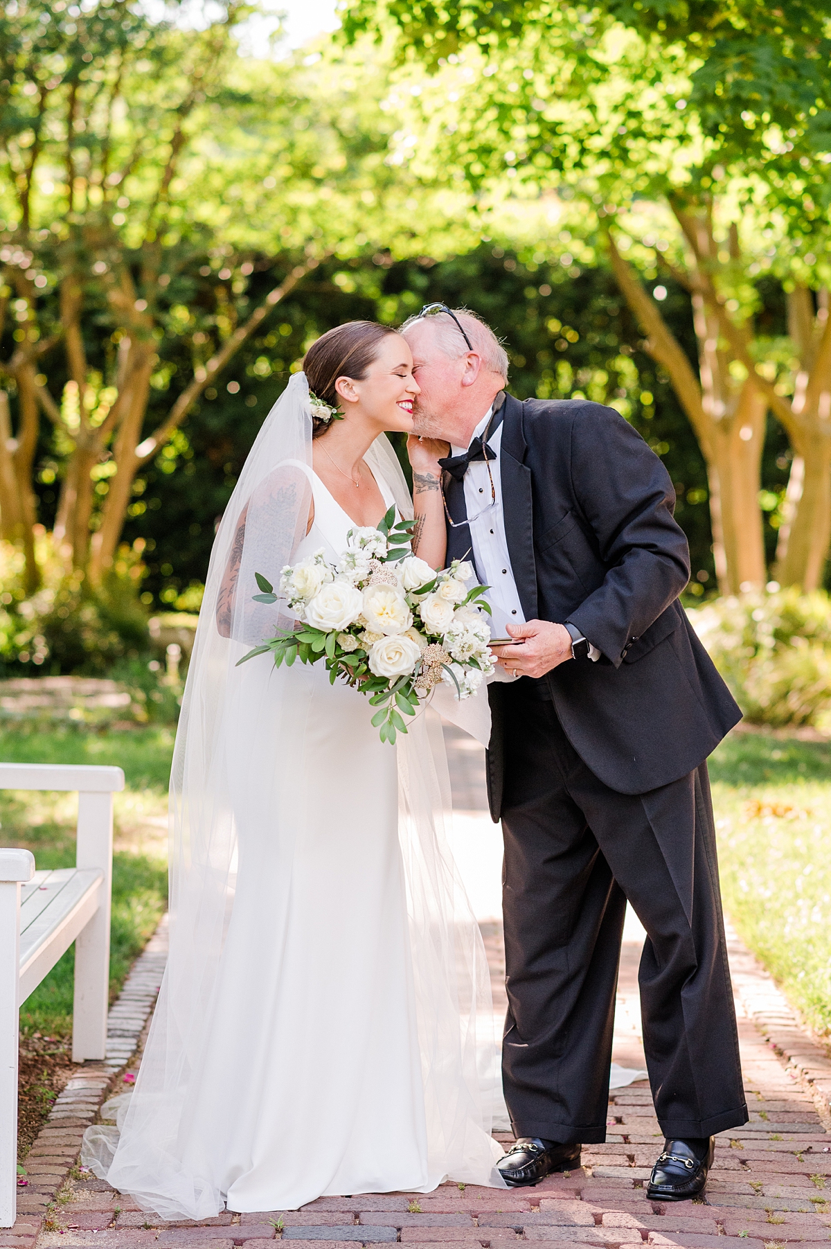 Daddy Daughter First Look Portraits at Spring Lewis Ginter Botanical Garden Wedding. Wedding Photography by Charlottesville Wedding Photographer Kailey Brianne Photography. 