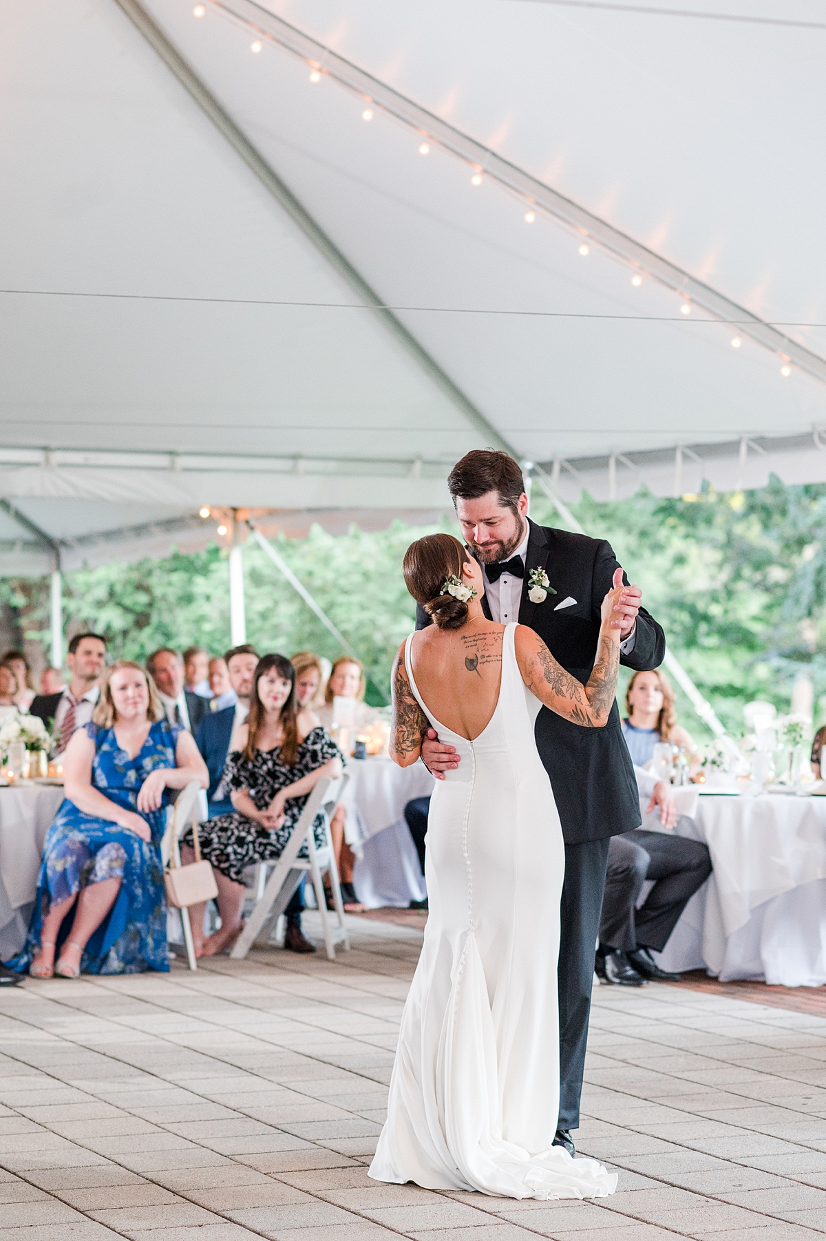 Bride and Groom First Dance During Lewis Ginter Botanical Garden Wedding Reception. Wedding Photography by Virginia Wedding Photographer Kailey Brianne Photography. 