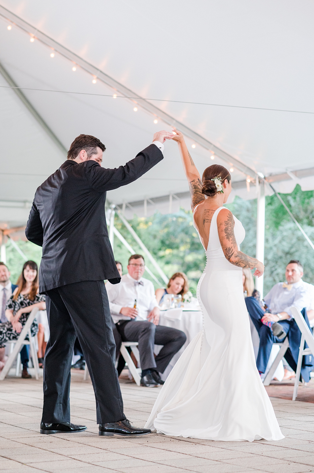 Bride and Groom First Dance During Lewis Ginter Botanical Garden Wedding Reception. Wedding Photography by Virginia Wedding Photographer Kailey Brianne Photography. 