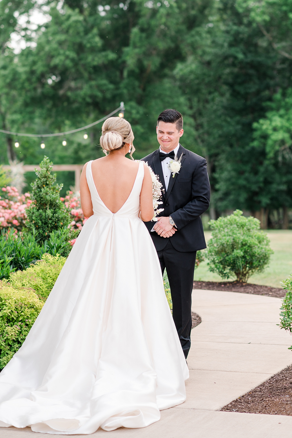 Bride and Groom Emotional First Look During Spring Oakdale Wedding. Wedding Photography by Richmond Wedding Photographer Kailey Brianne Photography. 