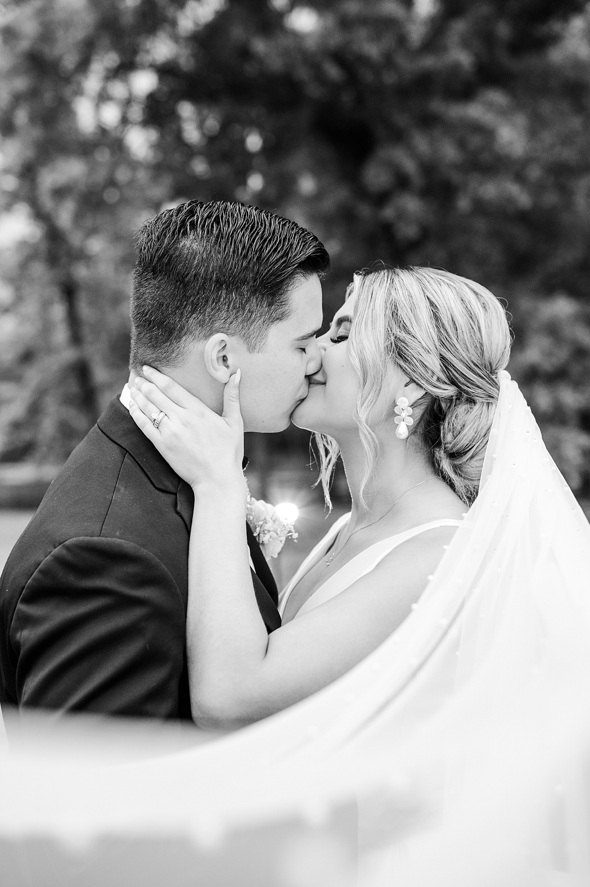 Bride and Groom Portraits with Veil During Spring Oakdale RVA Wedding. Wedding Photography by Richmond Wedding Photographer Kailey Brianne Photography. 