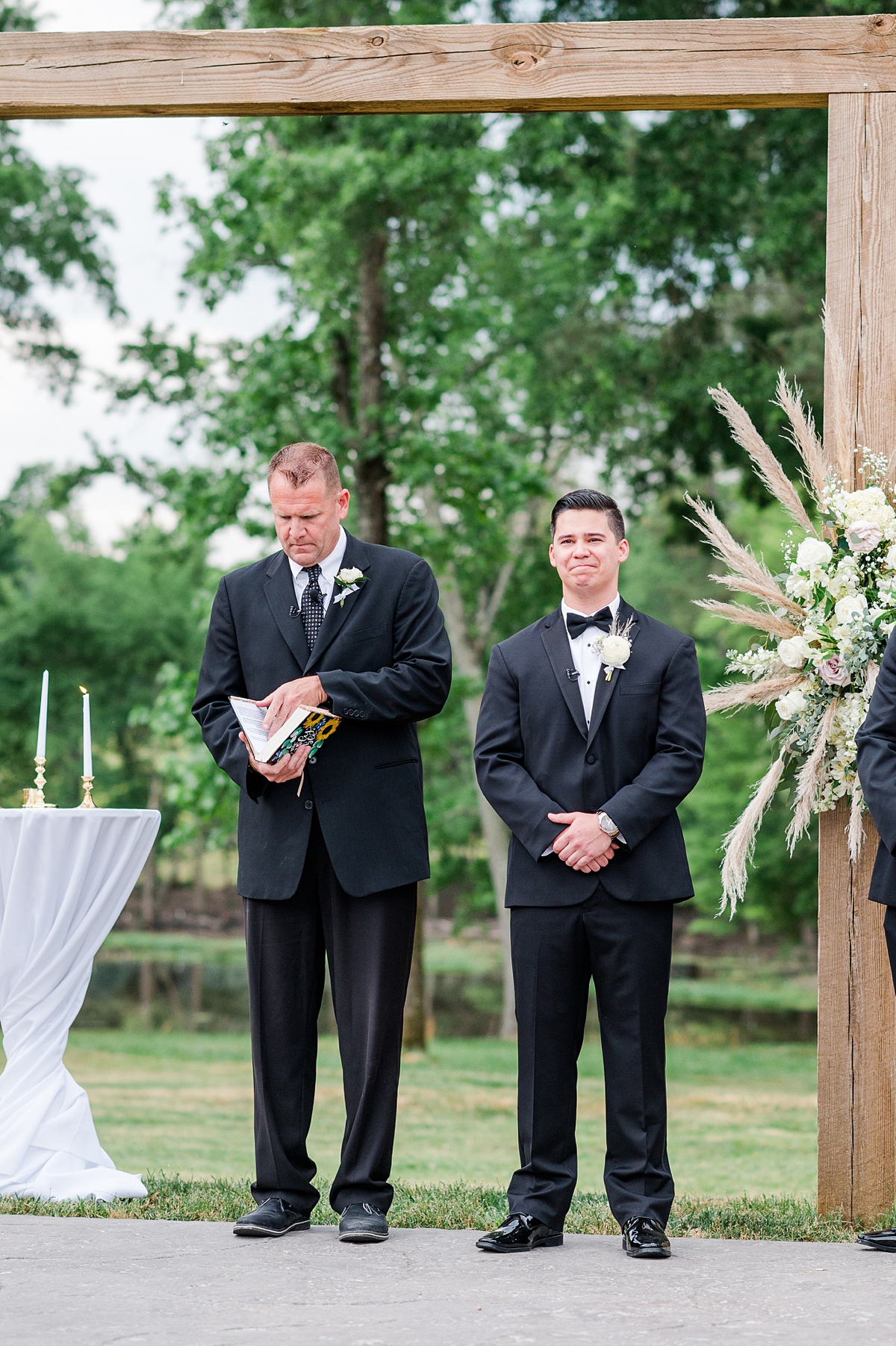 Groom Reaction During Spring Oakdale RVA Wedding Ceremony. Wedding Photography by Charlottesville Wedding Photographer Kailey Brianne Photography. 