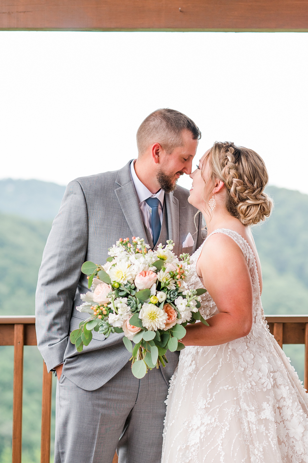 Bride and Groom Portraits at a Summer Magnolia Venue Smoky Mountain Wedding. Virginia Wedding Photographer Kailey Brianne Photography. 