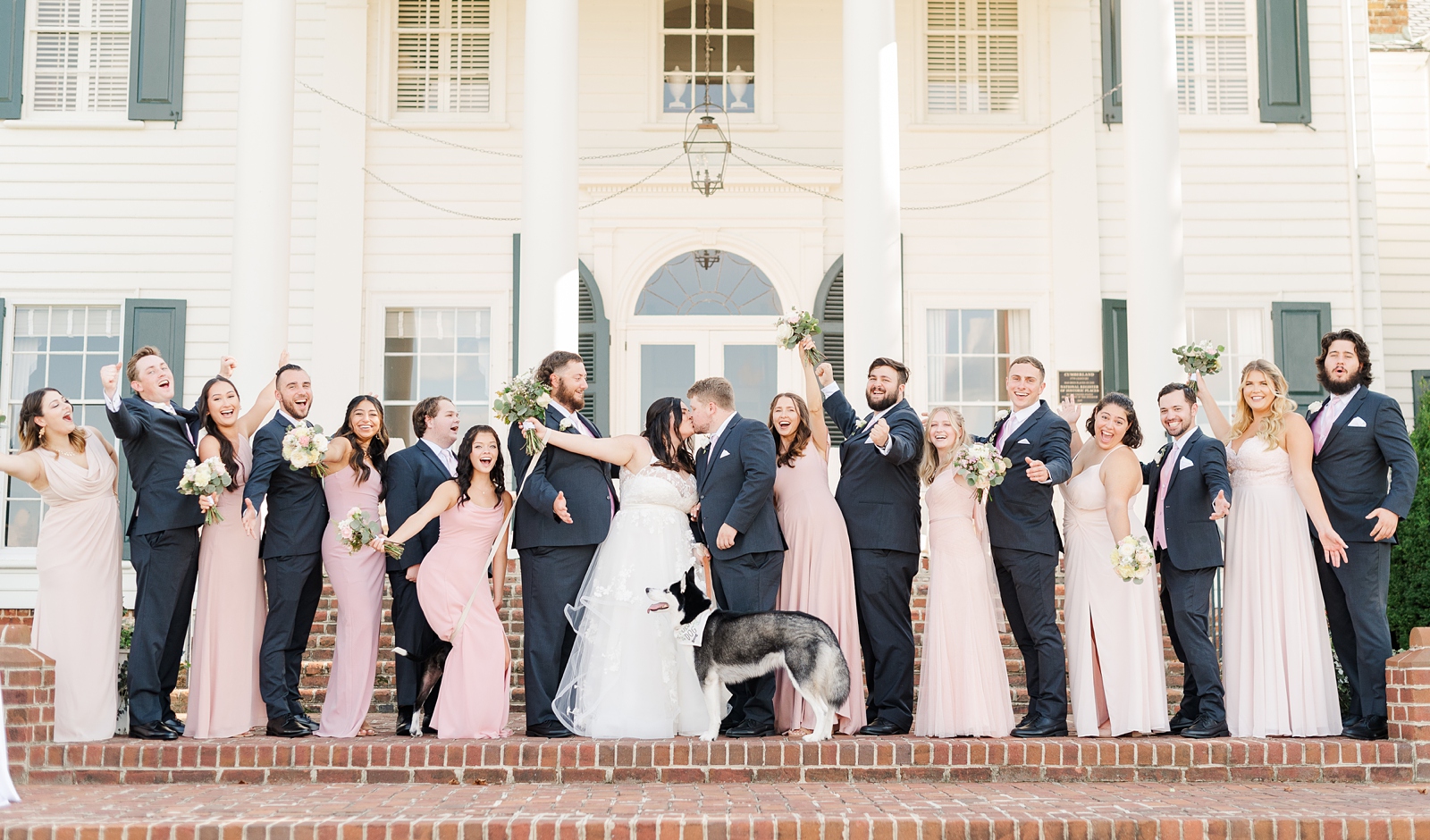 Bridal Party Portraits with Dogs by New Kent Wedding Photographer Kailey Brianne Photography. 