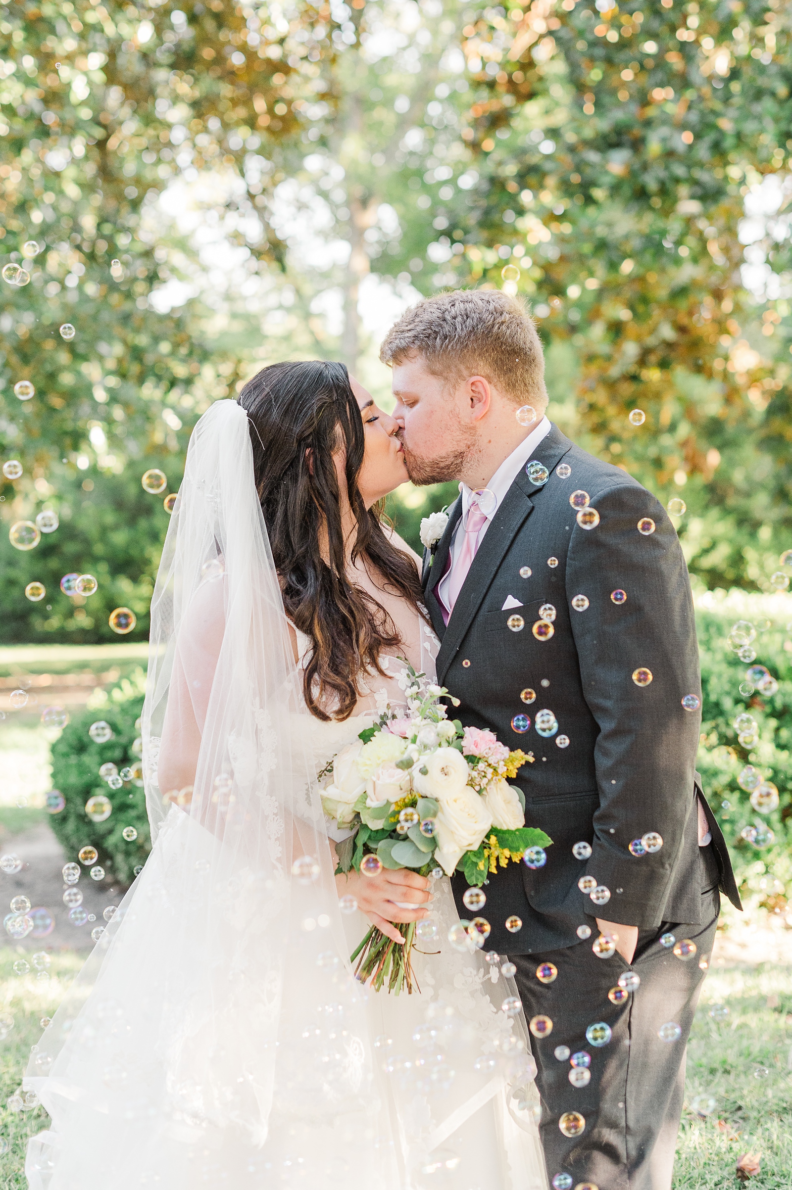Bride and Groom Portraits with Bubbles at Cumberland Estate Wedding. Photography by Richmond Wedding Photographer Kailey Brianne Photography. 